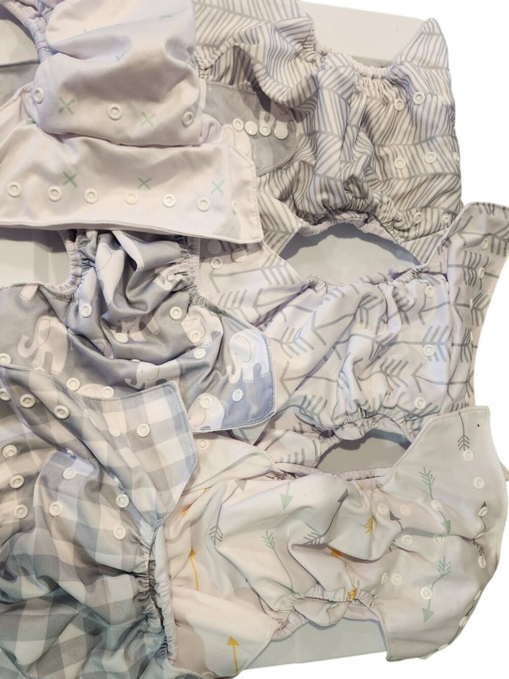 Reusable Baby Cloth Diapers With Adjustable Snaps - 6 Pack Unisex Patterns